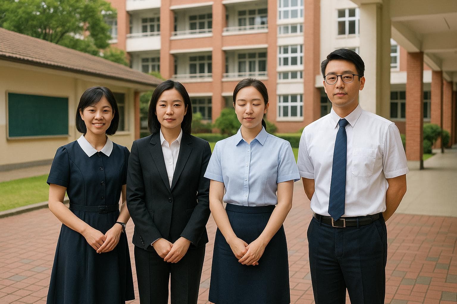 Education staff wearing professional uniforms