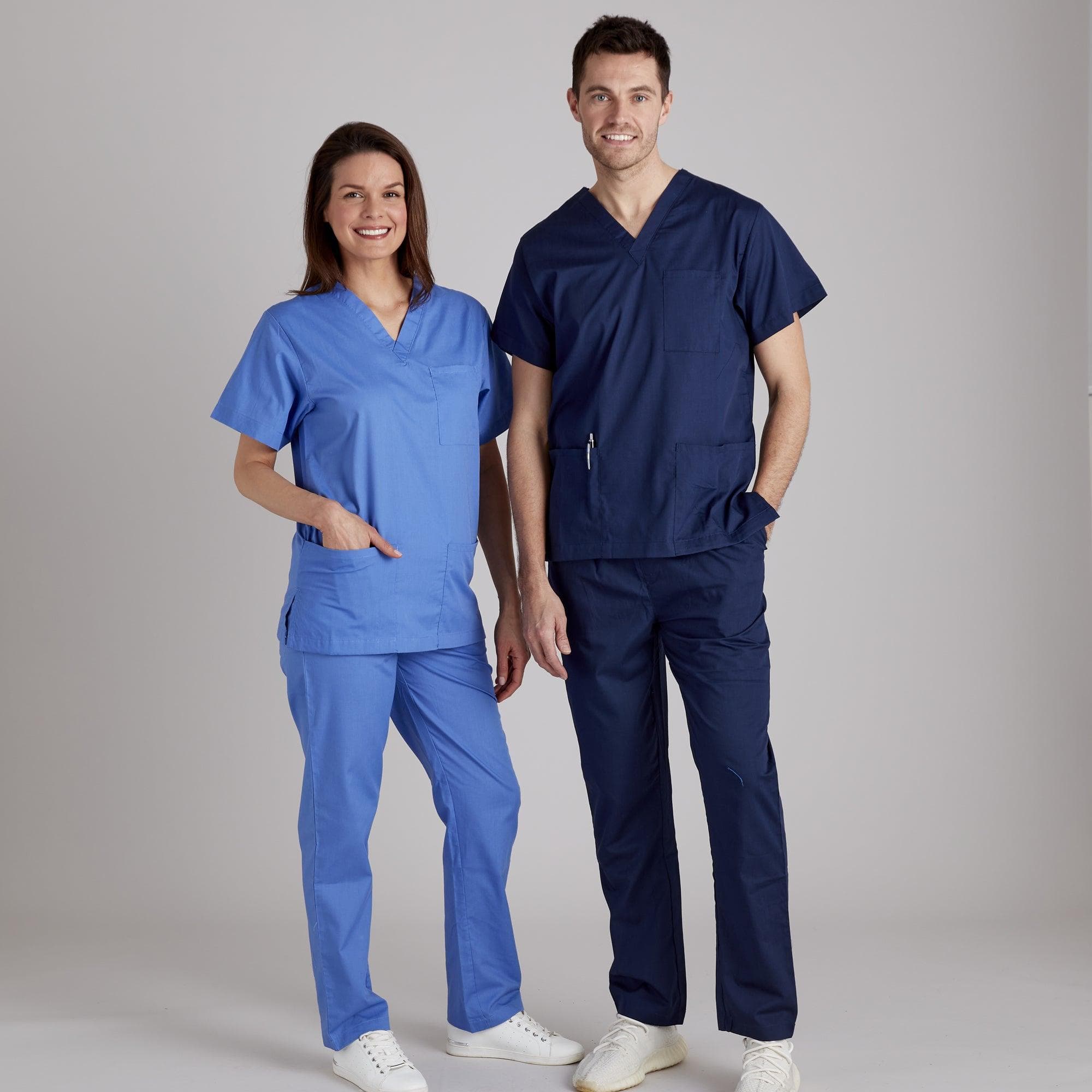 Hospital support staff in professional uniforms